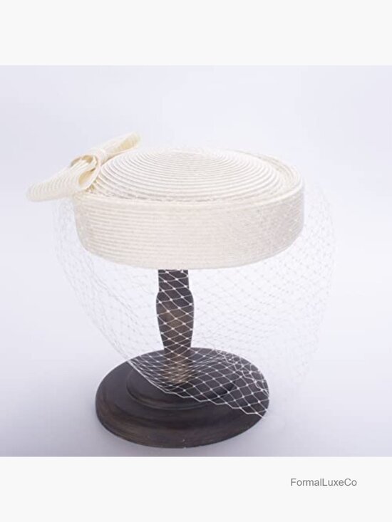 1920s Vintage Fascinator Pillbox Beret Cocktail Wedding Hat with Veil